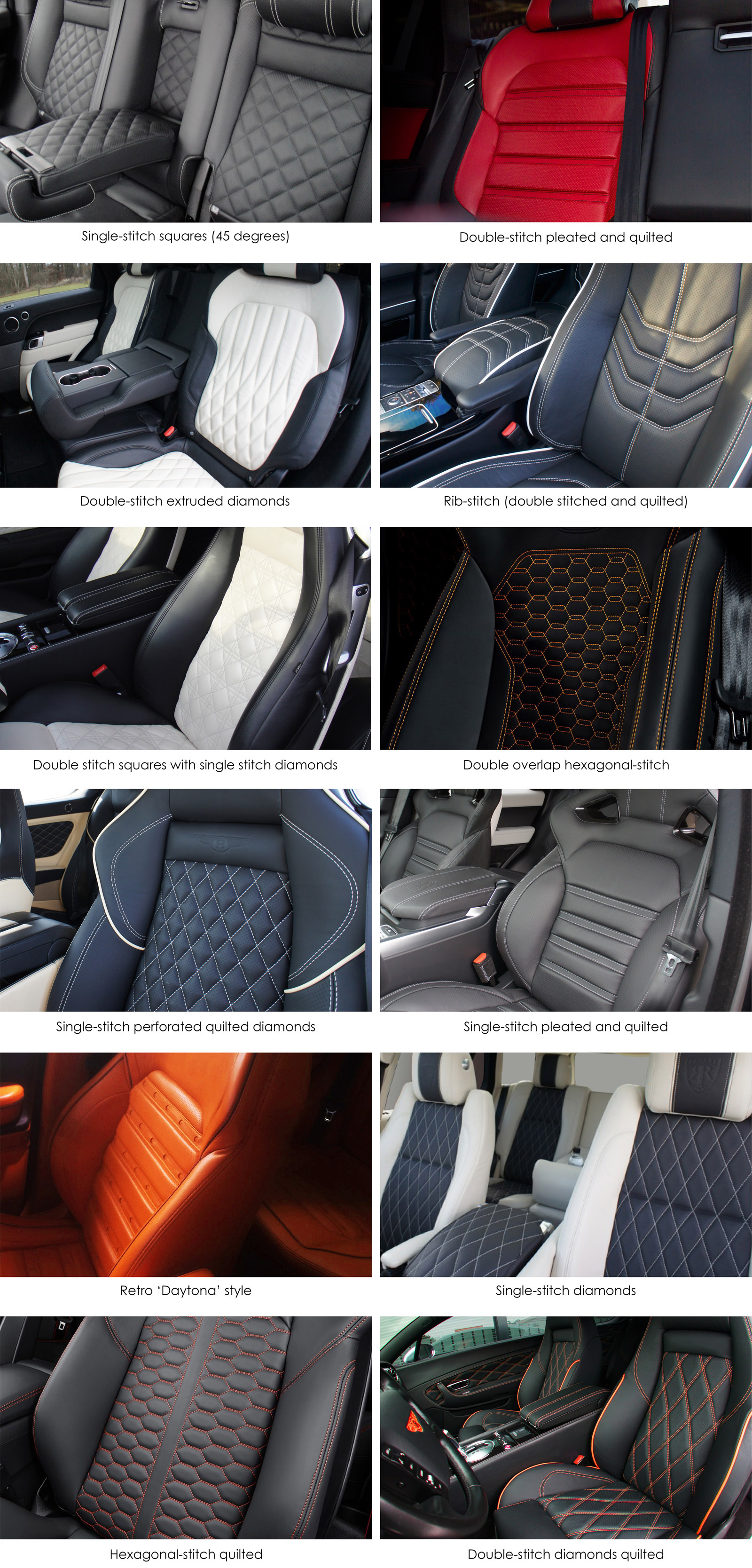 Bespoke interior stitching styles